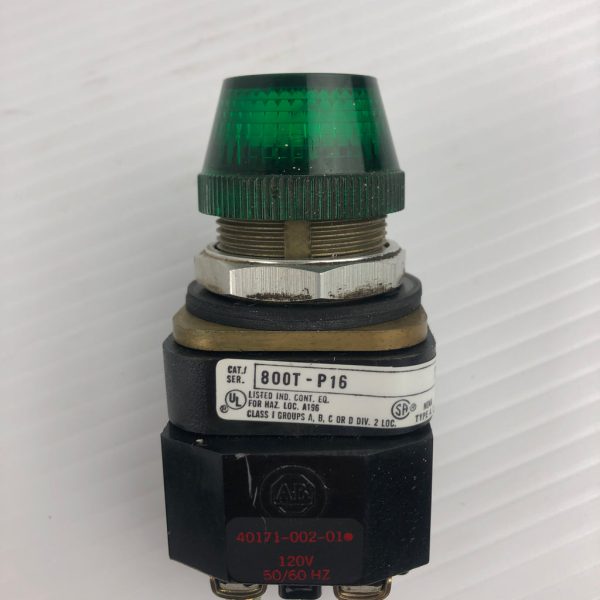 Push Button, Green, Incand., 120V AC 50/60 Hz