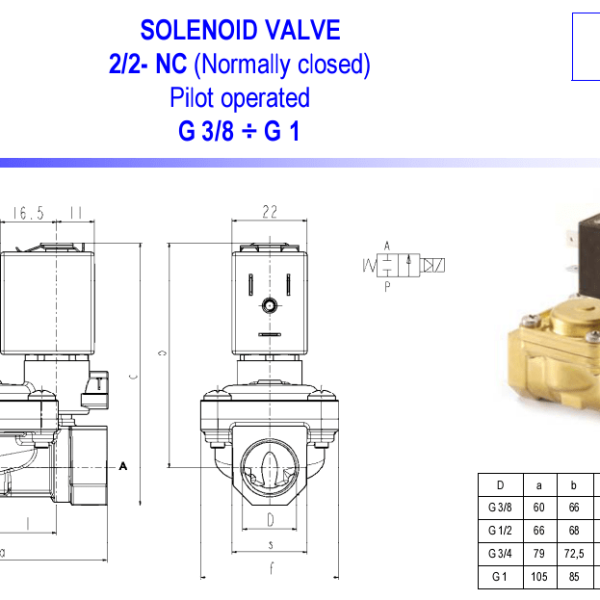 VALVULA   2/2  3/8" x 13,5mm 120VAC