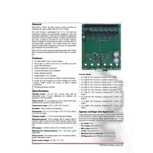 XP6 TRANSPONDER RELAY MODULE, 6 CIRCUITS CLASS A OR B